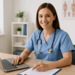 se muestra la Imagen de una chica haciendo el CURSO DE APOYO PSICOLÓGICO Y SOCIAL EN SITUACIONES DE CRISIS