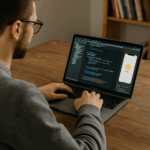Curso de Desarrollo de Aplicaciones Móviles iOS: programador creando una app en Xcode con lenguaje Swift.
