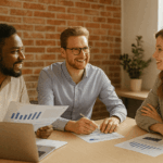 Curso de Habilidades Comerciales: equipo de ventas colaborando en una reunión estratégica.