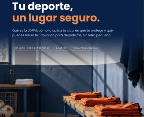 Portada del kit LOPIVI para deportistas «Tu deporte, un lugar seguro»